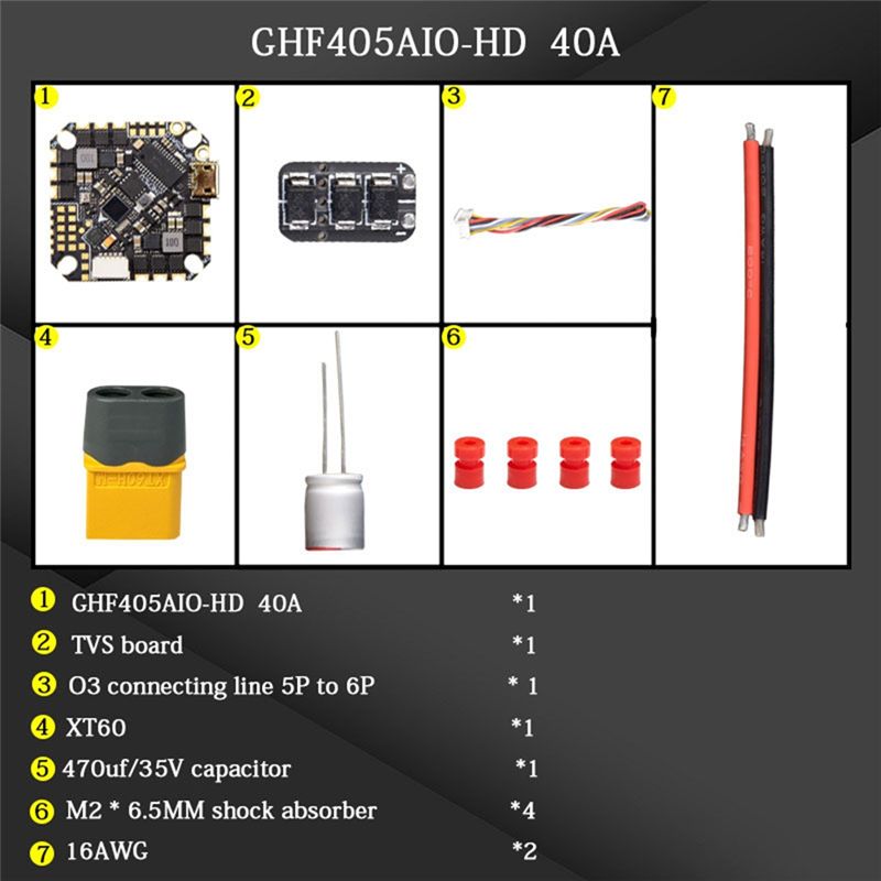 Drone Esc - ABTI-GHF405AIO-HD 40A Contrôleur de vol AIO